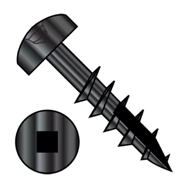 6-13X1 1/4  Square Drive Pan Head Deep Thread Screw Type 17 2/3 Thread Black Oxide & Oil