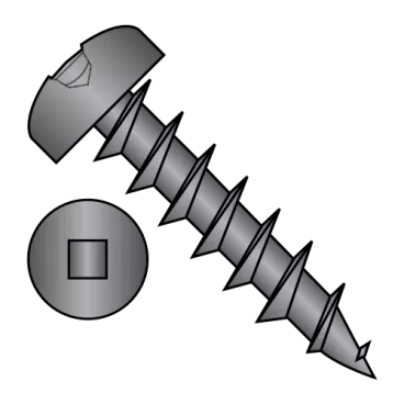 8-11X5/8  Square Drive Pan Deep Thread Wood Screw Full Thread Black Oxide