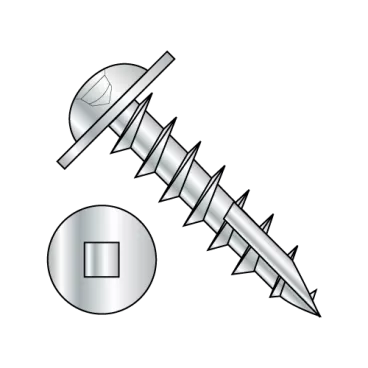 10-9X5/8  Square Drive Round Washer Head Deep Thread Wood Screw Type 17 Full Thrd ZincBake