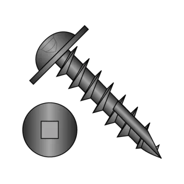 10-9X5/8  Square Drive Round Washer Head Deep Thread Wood Screw Type 17 Full Thrd Black Ox