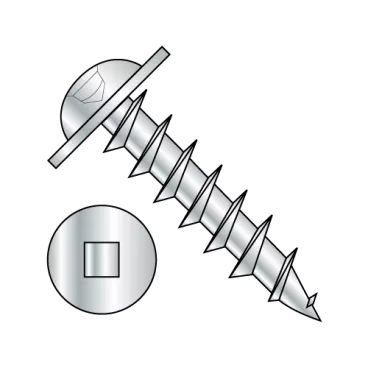 10-9X5/8  Square Drive Round Washer Head Deep Thread Wood Screw Full Thread Zinc Bake
