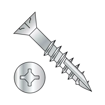 9-10X2 1/2  Square Phil Drive Flat w/Nibs Deep Thread Wood Screw 2/3 Thread Type17 Zinc Bake
