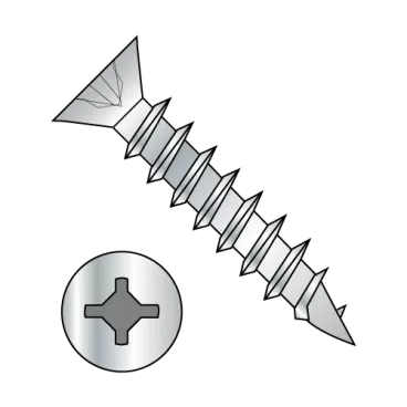 6-13X5/8  Square Phillips Drive Flat Head no Nibs Deep Thread Wood Screw Full Thd ZincBake