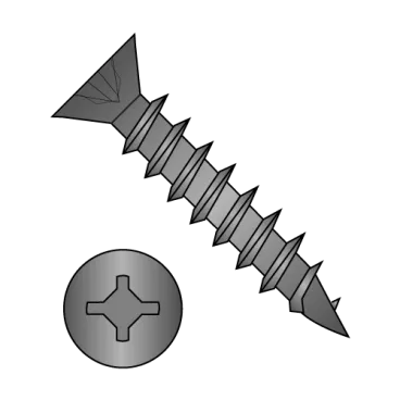 6-13X5/8  Square Phillips Drive Flat Head no Nibs Deep Thread Wood Screw Full Thd Black Ox