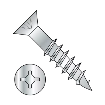 6-13X1 1/4  Square Phillips Drive Flat Head no Nibs Deep Thread Wood Screw 2/3 Thrd ZincBake