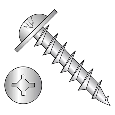 8-11X1  Square Phillips Drive Round Washer Deep Thread Wood Screw Full Thread Zinc Bake