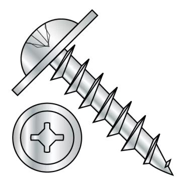 8-11X1  Square Phillips Drive Round Washer #10 Head Deep Thread Wood Screw F/T Zinc Bake