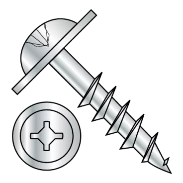 8-11X1 1/8  Square Phillips Drive Round Washer #10 Head Deep Thread Wood Screw P/T Zinc Bake