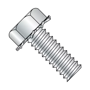 1/4-20X3/4  Unslotted Indented Hex Head External Sems Machine Screw Full Threaded Zinc Bake