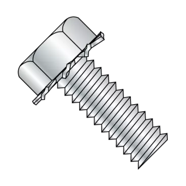 8-32X3/8  Unslot Indent Hex Head 5/16 AF External Sems Machine Screw Full Thread Zinc And