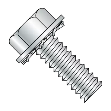 10-32X1  Unslotted Hex Washer External Sems Machine Screw Fully Threaded Zinc Bake