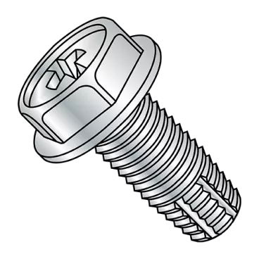8-32X3/8  Phillips Indented Hex Washer Thread Cut Screw Type F Full Thread Zinc Bake Rohs