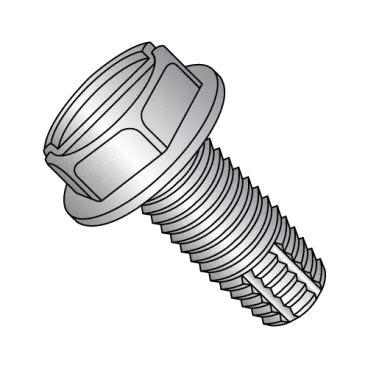 10-24X1  Slotted Indented Hex Washer Thread Cutting Screw Type F Fully Thread 18-8 Stain