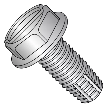 1/4-20X3/4  Slotted Indented Hex Washer Thread Cut Screw Type F Full Thread 410 Stainless St