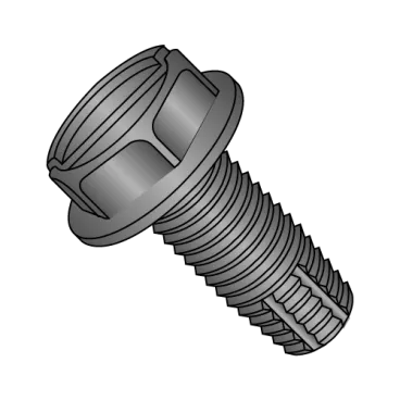 1/4-20X3/4  Slotted Hex Washer Thread Cutting Screw Type F Fully Threaded Black Oxide