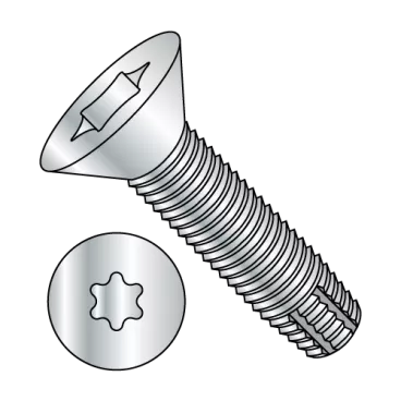 10-24X1  Six Lobe Flat Thread Cutting Screw Type F Fully Threaded Zinc And Bake