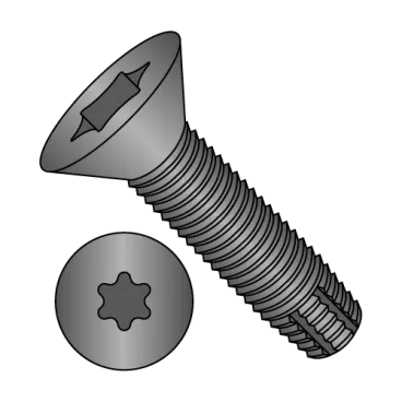 5/16-18X3/4  Six Lobe Flat Floor Board Screw Type F Black Phosphate