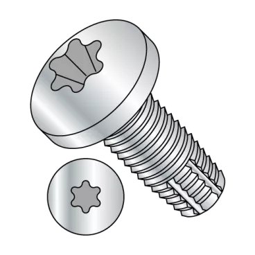 10-24X1  Six Lobe Pan Thread Cutting Screw Type F Fully Threaded Zinc And Bake