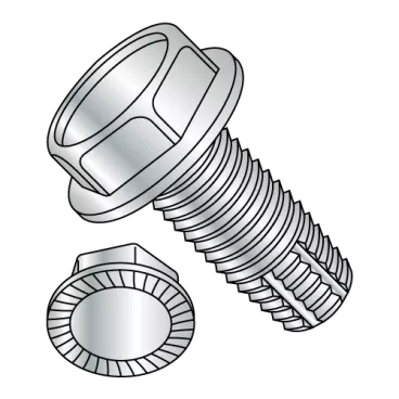 1/4-20X3/4  Unslot Ind Hex Washer Serrated Thread Cutting Scr Type F Full Thrd Zinc & Bake