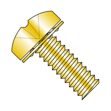 6-32X1/4  Phillips Pan Internal Sems Machine Screw Fully Threaded Zinc Yellow
