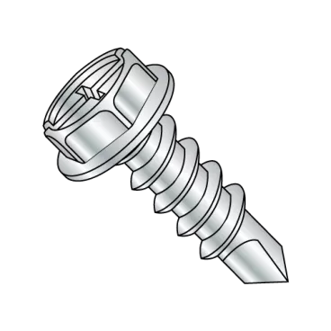 10-16X3/4  Combination(Slot/Phil) Hex Washer Self Drill Screw Full Thread Zinc&Bake