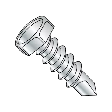 1/4-14X1  Unslotted Indent Hex Head Self Drill Screw Full Thread Zinc&Bake