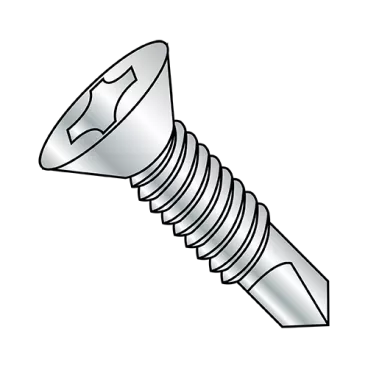 1/4-20X3  Phillips Flat Full Thread Self Drill Screw Machine Screw Thread Zinc and Bake
