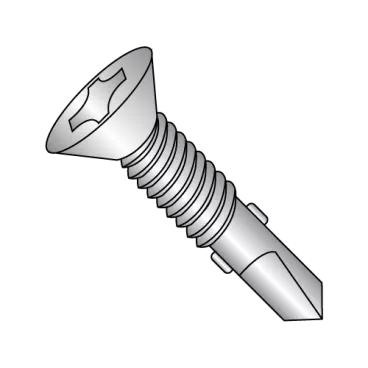 12-24X2 1/2  Phillips Flat Self Drill Screw #4 Point w/Wings Full Thread 410 Stainless Steel