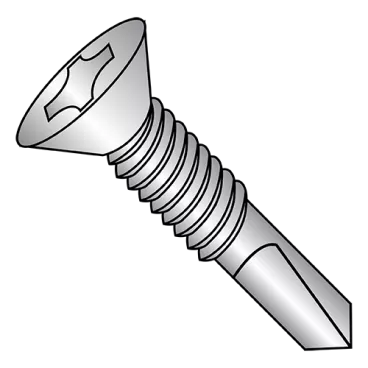 1/4-20X3  Phil Flat Full Thrd Self Drill Machine Scr Thrd #4 Pt ZincBake 1000hr Salt Spray