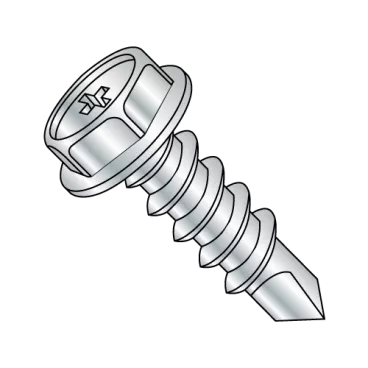 8-18X3/8  Phillips Hex Washer Full Thread Self Drilling Screw Zinc Bake