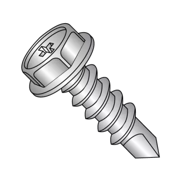 8-18X3/4  Phillips Hex Washer Full Thread Self Drilling Screw 18 8 Stainless Steel