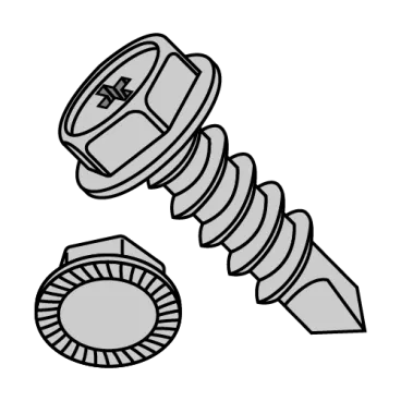 8-18X3/4  Phillips Hexwasher Serrated Self Drilling Screw Full Thread Zinc and Bake