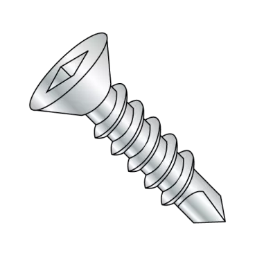 10-16X5/8  Square Drive Flat Head Fully Threaded Self Drilling Screw Zinc And Bake