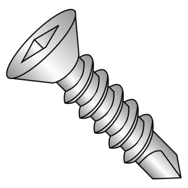 12-14X3/4  Square Drive Flat Head Fully Threaded Self Drilling Screw 18-8 Stainless Steel