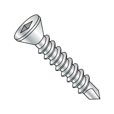 6-20X1 5/8  Square Drive Flat Trim Head Self Drilling Screw Full Thread Zinc and Bake