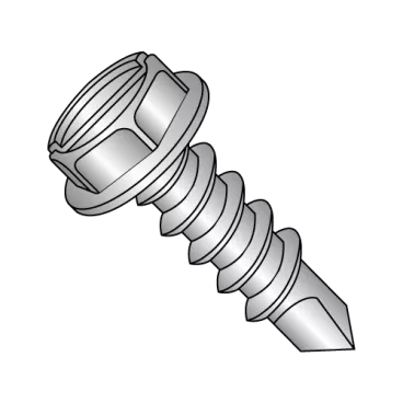 8-18X1/2  Slotted Indented Hex Washer Full Thread Self Drill Screw 18-8 Stain Steel