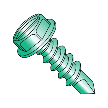 8-18X1/2  Slot Indent Hexwasher Self Drilling Screw Full Thread Zinc Bake Green