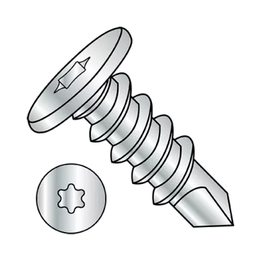 10-16X3/4  Six Lobe Pancake Head Self Drilling Screw Full Thread Zinc Bake