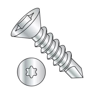 6-20X1/2  6 Lobe Flat Self Drilling Screw Fully Threaded Zinc and Bake