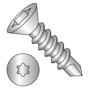 1/4-14X2 1/2  6 Lobe Flat Self Drilling Screw Fully Threaded 18 8 Stainless Steel