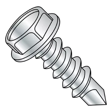 12-14X3/4  Unslotted Indented Hexwasher Self Drill Screw #1 Point Full Thread Zinc and Bake
