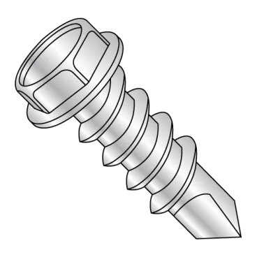 1/4-14X7/8  Unslotted #12 Hex Washer Head Self Drilling Screw Full Thread Zinc Bake