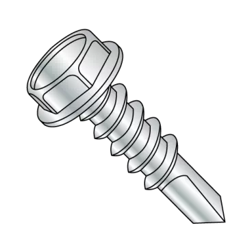 1/4-14X1  Unslotted Hexwasher Number 4 Point Self Drill Screw Full Thread Zinc and Bake