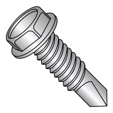 10-24X1  Unslotted Hexwasher Self Drilling Screw Full Thread 18-8 Stainless Steel
