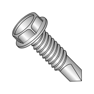 12-24X1 1/4  Unslotted Hexwasher Self Drilling Screw Full Thread 410 Stainless Steel