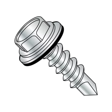 1/4-14X5  Unslot Hexwasher w/Bonded NEO EPDM Washer Self Drill Screw Full Thread Zinc Bake