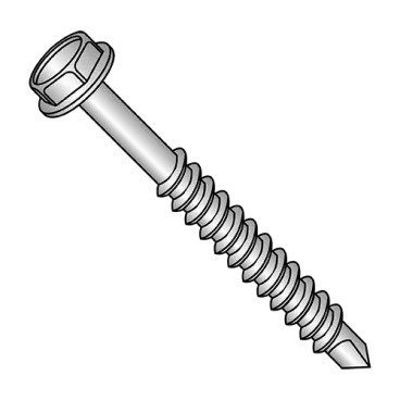 1/4-14X6  Unslotted Indented Hexwasher Self Drill Screw Partial Thread Zinc and Bake