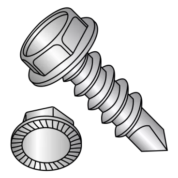 8-18X1/2  Unslotted Hexwasher Serrated Self Drilling Screw Full Thred 18 8 Stainless Steel