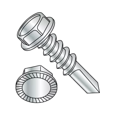 5/16-12X1  A/F.428-.437 HEAD HGT.208-.229 UNSLOT HEXWASH SERRATE #4POINT F/TSELF DRILL ZINC