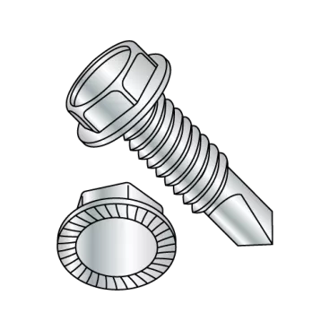 10-24X1  Unslot Ind Hexwasher Serrated Self Drilling Screw Full Thread Zinc Bake